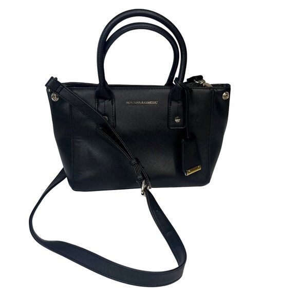 New York & Company Satchel Handbag Purse Adjustable Shoulder Strap Black - Picture 1 of 8